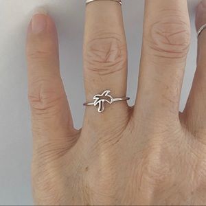 Sterling Silver Tiny Dainty Palm Tree Ring, Silver Rings, Tropical Trees